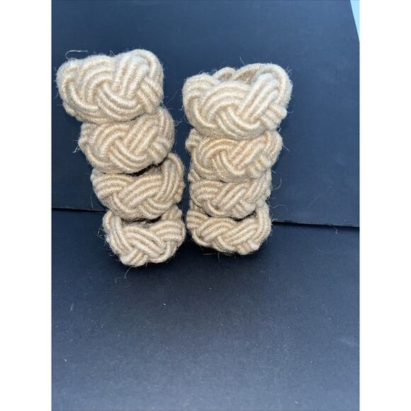 Nautical Rope Napkin Rings Set of 8 Jute Rustic Lake Beach House Napkin Rings - Picture 5 of 6